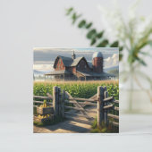 Rustikales Bauernhaus mit Cornfield Ai Art Einladung (Stehend Vorderseite)