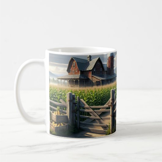 Rustikales Bauernhaus mit Cornfield Ai Art Kaffeetasse (Links)