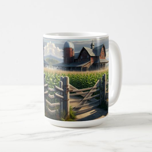Rustikales Bauernhaus mit Cornfield Ai Art Kaffeetasse (VorderseiteRechts)