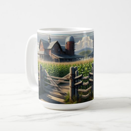 Rustikales Bauernhaus mit Cornfield Ai Art Kaffeetasse (Vorderseite Links)