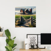 Rustikales Bauernhaus mit Cornfield Ai Art Poster (Heimbüro)
