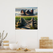 Rustikales Bauernhaus mit Cornfield Ai Art Poster (Küche)