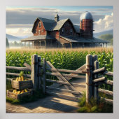 Rustikales Bauernhaus mit Cornfield Ai Art Poster (Vorne)