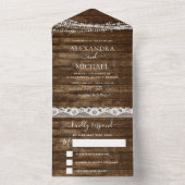 Rustikales Bauernhaus mit Lichterketten auf Hochze All In One Einladung (Innen Boden)