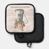 Rustikales Bauernhaus Monogram Küche Topflappen (Vorderseite/Rückseite)