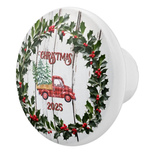 Rustikales Bauernhaus Not leidender Holzroter LKW Keramikknauf (Rechts)