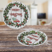 Rustikales Bauernhaus Not leidender Holzroter LKW Pappteller