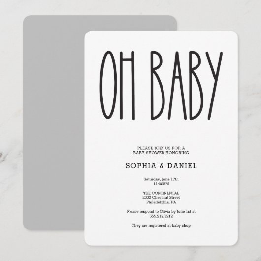 Rustikales Bauernhaus Oh Baby Dusche einladen Einladung (Vorne/Hinten)