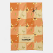 Rustikales Bauernhaus Orangengingham mit Monogramm Geschirrtuch (Vertikal)