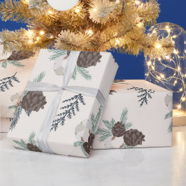 Rustikales Bauernhaus Pinecone Weihnachtswrapping Geschenkpapier