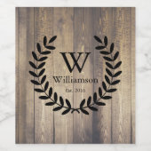 Rustikales Bauernhaus Planks Black Laurels Mit Mon Weinetikett (Einzelnes Label)