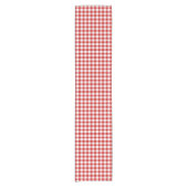 Rustikales Bauernhaus Red Small Gingham Kariert Kurzer Tischläufer (Vorderseite)