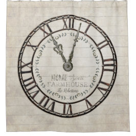 Rustikales Bauernhaus Römische UhrenTypografie Duschvorhang