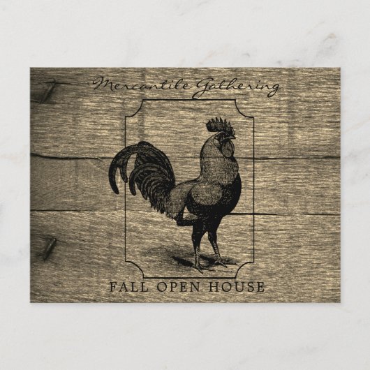 Rustikales Bauernhaus Rooster Barnwood Postkarte (Vorderseite)