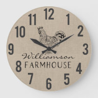 Rustikales Bauernhaus Rooster Burlap Familienname