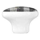 Rustikales Bauernhaus Rooster Schwarz-weiß Gingham Keramikknauf (Seitenansicht)