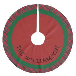 Rustikales Bauernhaus Rotes grünes Buffalo Kariert Polyester Weihnachtsbaumdecke