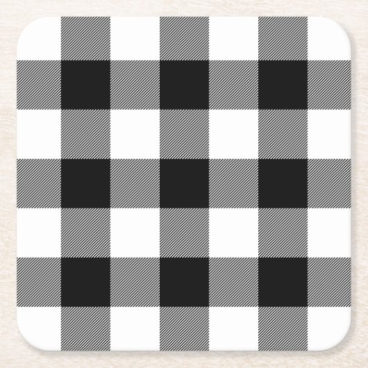 Rustikales Bauernhaus Schwarz-weiß Buffalo Karo Ka Rechteckiger Pappuntersetzer (Vorderseite)