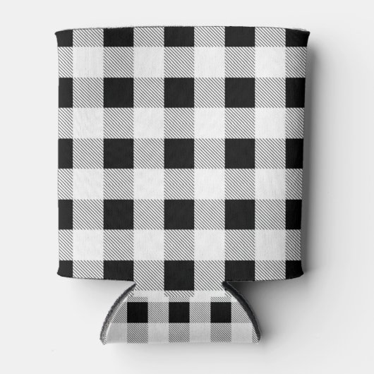 rustikales Bauernhaus Schwarz-weißes Büffel karier Dosenkühler (Vorderseite)