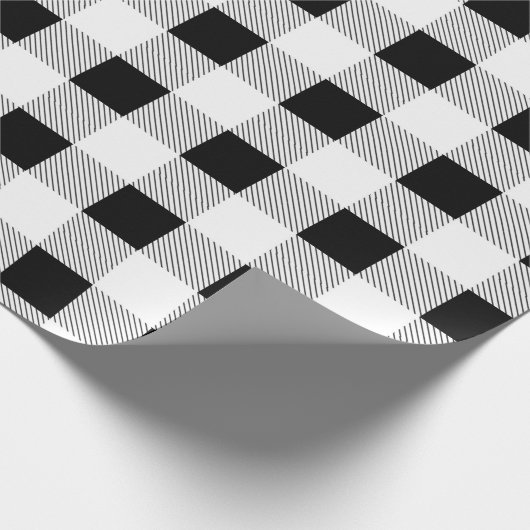 rustikales Bauernhaus Schwarz-weißes Büffel karier Geschenkpapier (Ecke)