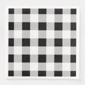 rustikales Bauernhaus Schwarz-weißes Büffel karier Serviette (Vorderseite)