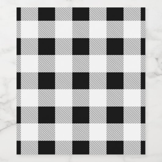 rustikales Bauernhaus Schwarz-weißes Büffel karier Weinetikett (Einzelnes Label)