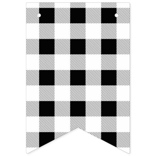rustikales Bauernhaus Schwarz-weißes Büffel karier Wimpelkette (Zweite Fahne)