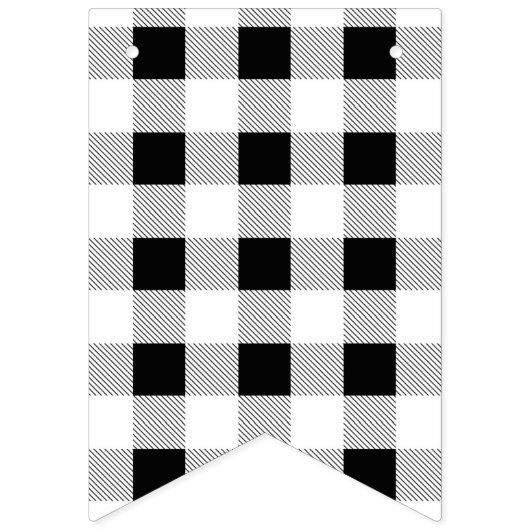 rustikales Bauernhaus Schwarz-weißes Büffel karier Wimpelkette (Dritte Fahne)