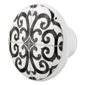 Rustikales Bauernhaus Schwarz-weißes Fliesenmuster Keramikknauf (Rechts)