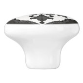 Rustikales Bauernhaus Schwarz-weißes Muster Keramikknauf (Seitenansicht)