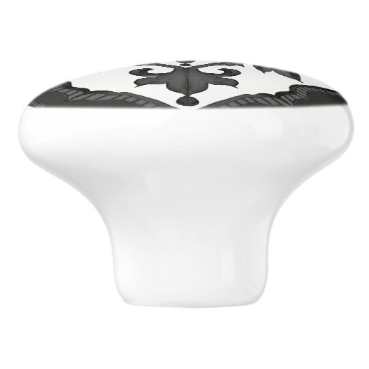 Rustikales Bauernhaus Schwarz-weißes Muster Keramikknauf (Seitenansicht)
