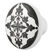 Rustikales Bauernhaus Schwarz-weißes Muster Keramikknauf (Rechts)