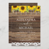 Rustikales Bauernhaus Sonnenblume Rustikale Holzve Einladung (Vorne/Hinten)