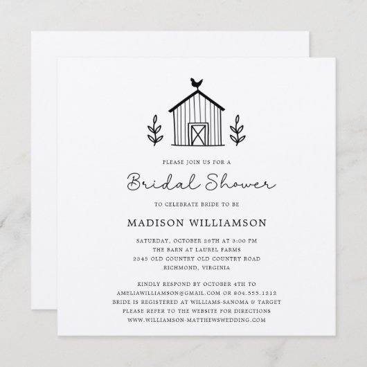 Rustikales Bauernhaus Stall Skript QR Code Brautpa (Vorne/Hinten)