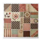 Rustikales Bauernhaus Terracotta Quilt Patchwork B Fliese (Vorderseite)