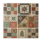 Rustikales Bauernhaus Terracotta Quilt Patchwork B Fliese (Vorderseite)
