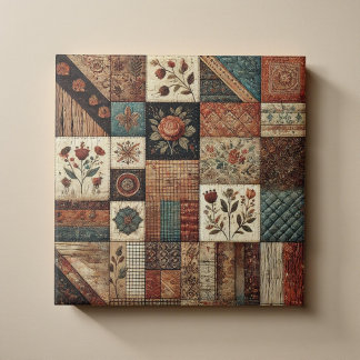Rustikales Bauernhaus Terracotta Quilt Patchwork B Fliese