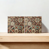Rustikales Bauernhaus Terracotta Quilt Patchwork B Fliese