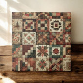 Rustikales Bauernhaus Terracotta Quilt Patchwork B Fliese