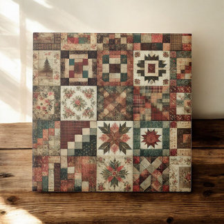 Rustikales Bauernhaus Terracotta Quilt Patchwork B Fliese
