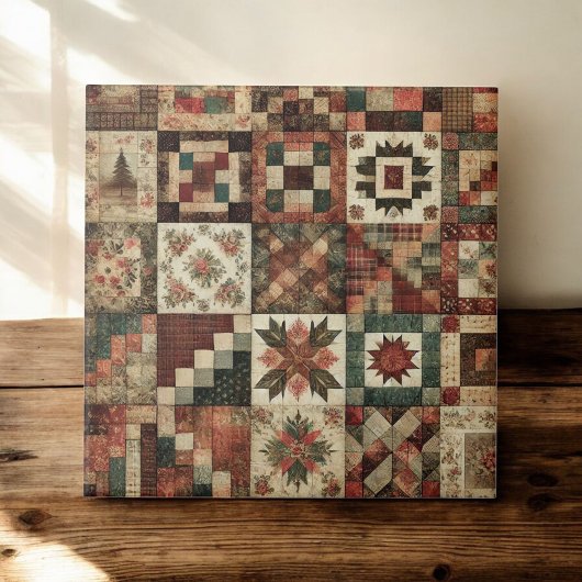 Rustikales Bauernhaus Terracotta Quilt Patchwork B Fliese