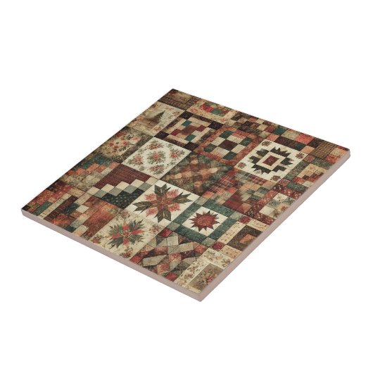 Rustikales Bauernhaus Terracotta Quilt Patchwork B Fliese (Seite)
