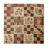 Rustikales Bauernhaus Terracotta Quilt Patchwork B Fliese (Vorderseite)