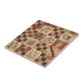 Rustikales Bauernhaus Terracotta Quilt Patchwork B Fliese (Seite)