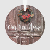 Rustikales Bauernhaus Tür Neue Zuhause Custom Chri Ornament (Rückseite)