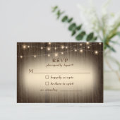 Rustikales Bauernhaus Twinkling Lights Wedding RSV RSVP Karte (Stehend Vorderseite)