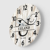 Rustikales Bauernhaus U Monogram Große Wanduhr (Winkel)