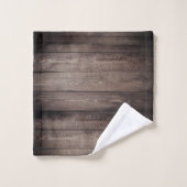 Rustikales Bauernhaus Vintage dunkle Holzplanks Badhandtuch Set (Waschlappen)