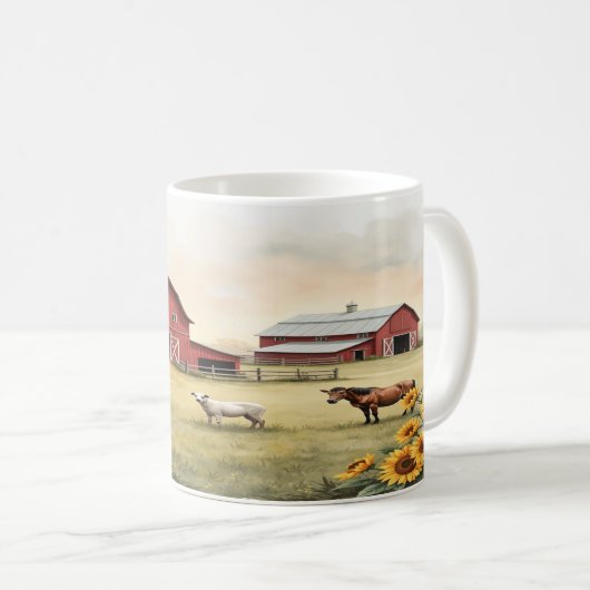 Rustikales Bauernhaus Wasserfarbe Kaffeetasse (VorderseiteRechts)