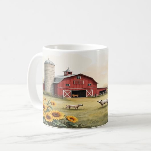 Rustikales Bauernhaus Wasserfarbe Kaffeetasse (Vorderseite Links)